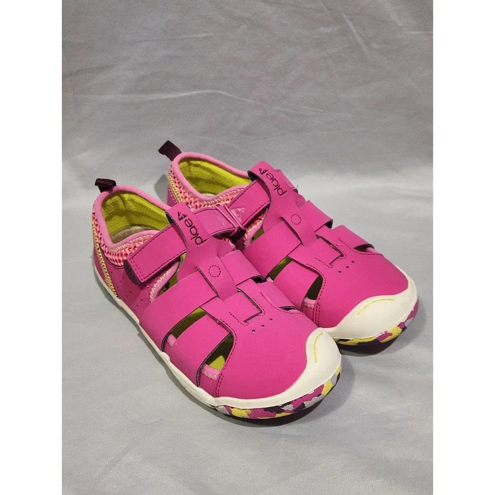 Plae Sam 2.0 Water Sandals Girls Size 3 Pink Yellow Excellent Hybrid Sport Shoes